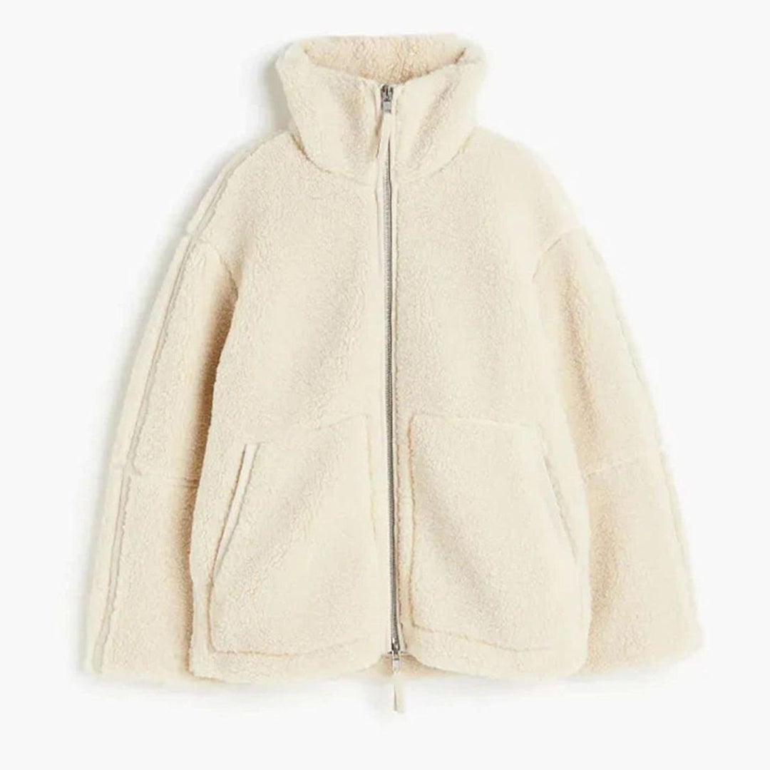 Women's Oversized Teddy Fleece Zip-Up Jacket