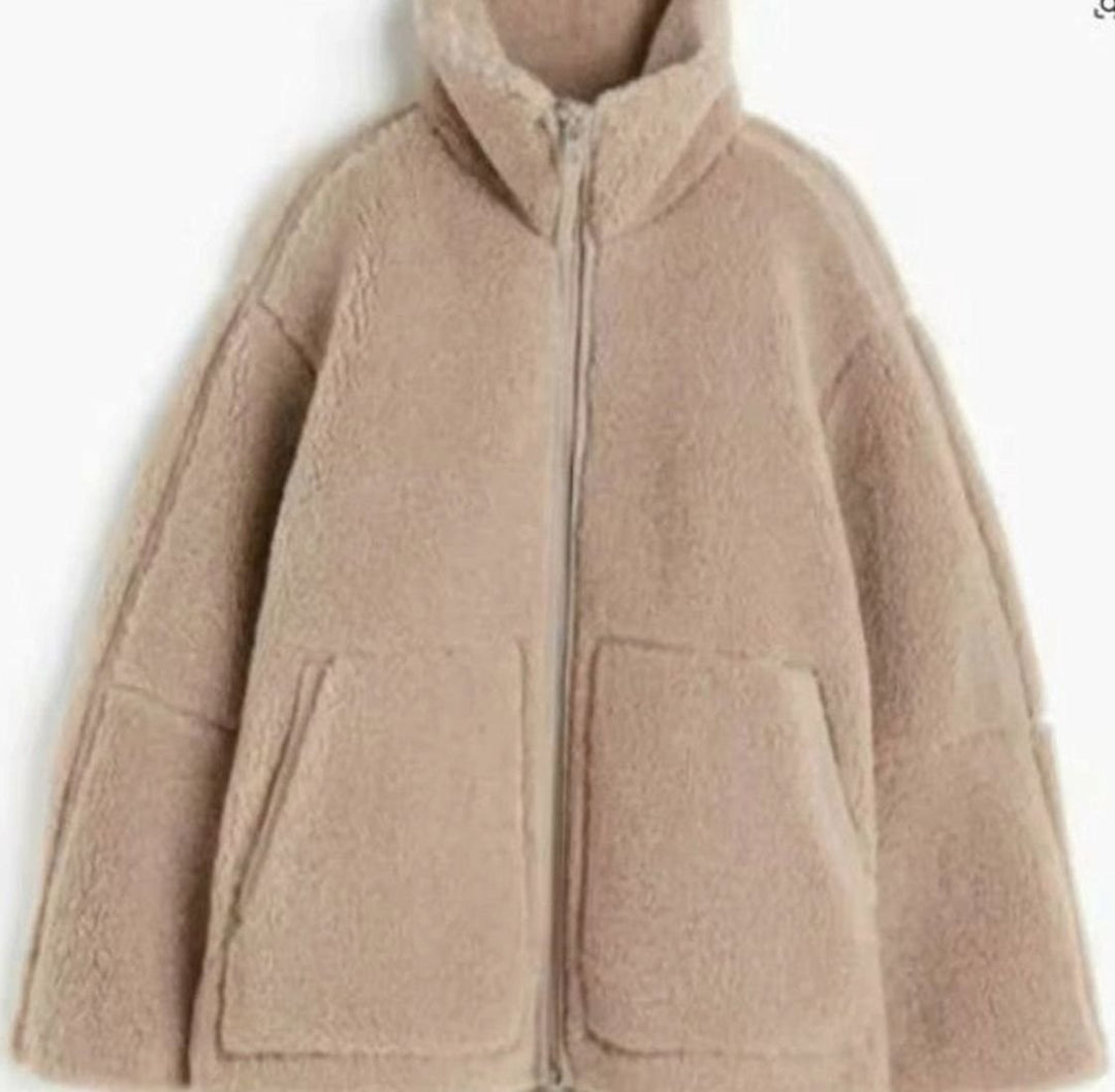 Women's Oversized Teddy Fleece Zip-Up Jacket