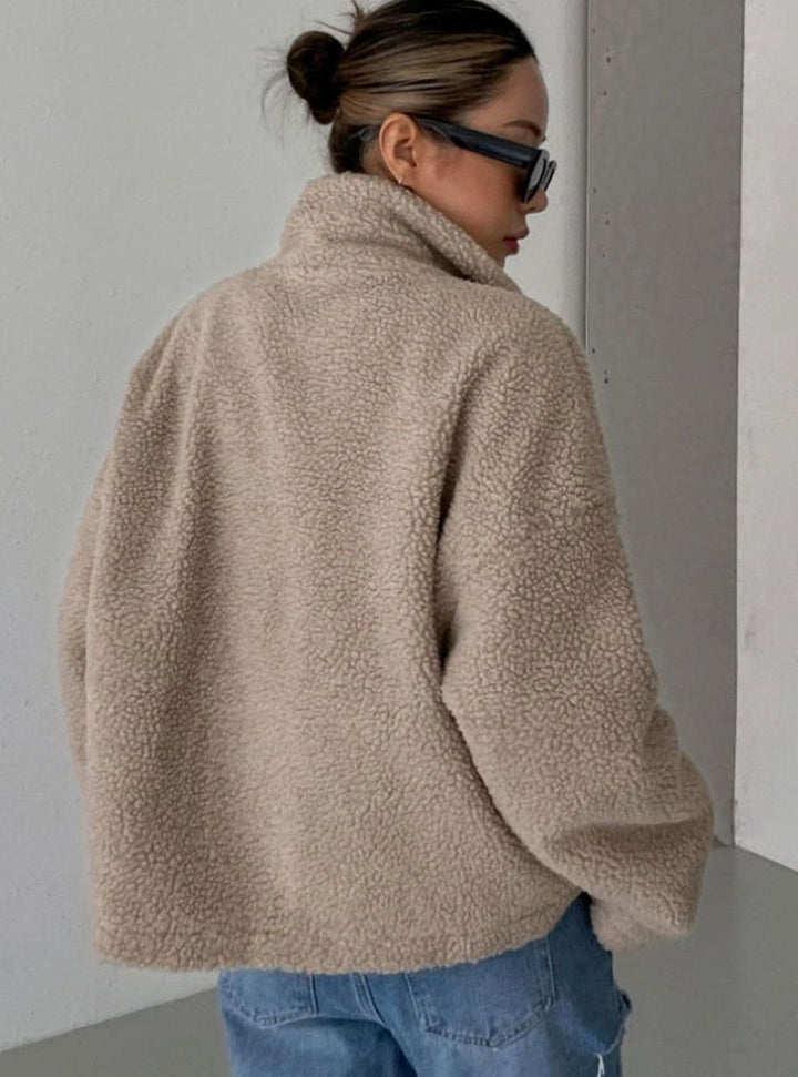 Women's Oversized Teddy Fleece Zip-Up Jacket
