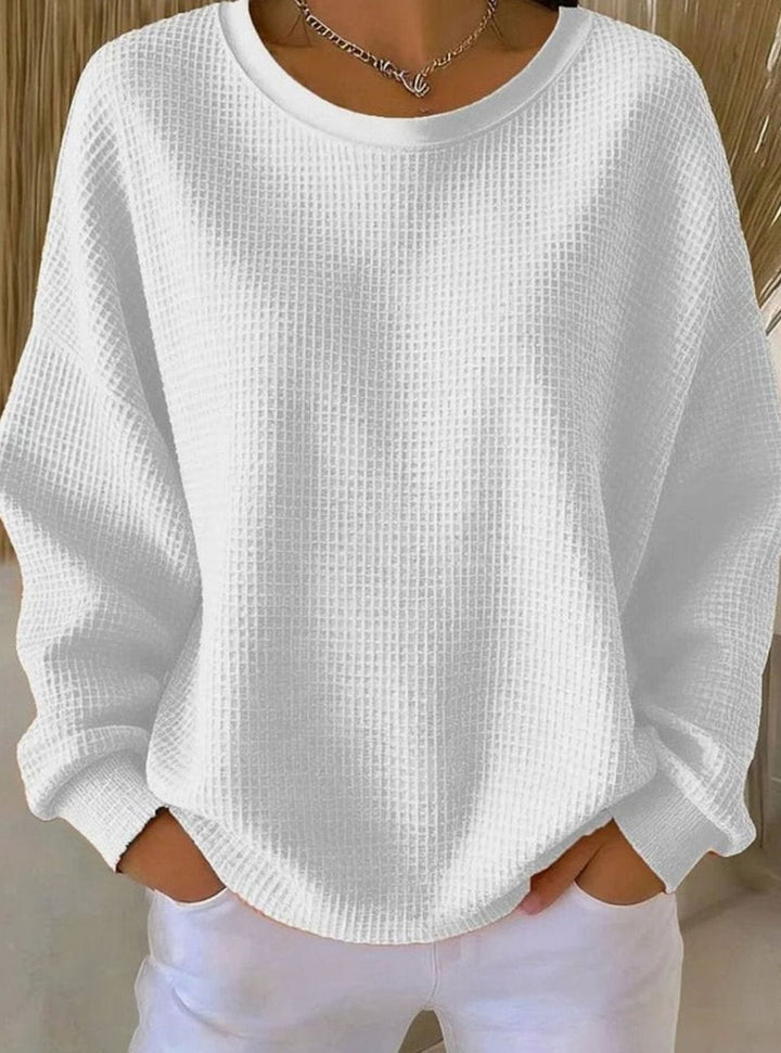 Women's Oversized Waffle-Knit Crew Neck Long-Sleeve Jumper