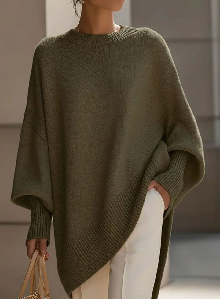 Women's Oversized Wool Blend Asymmetric Hem Knit Jumper