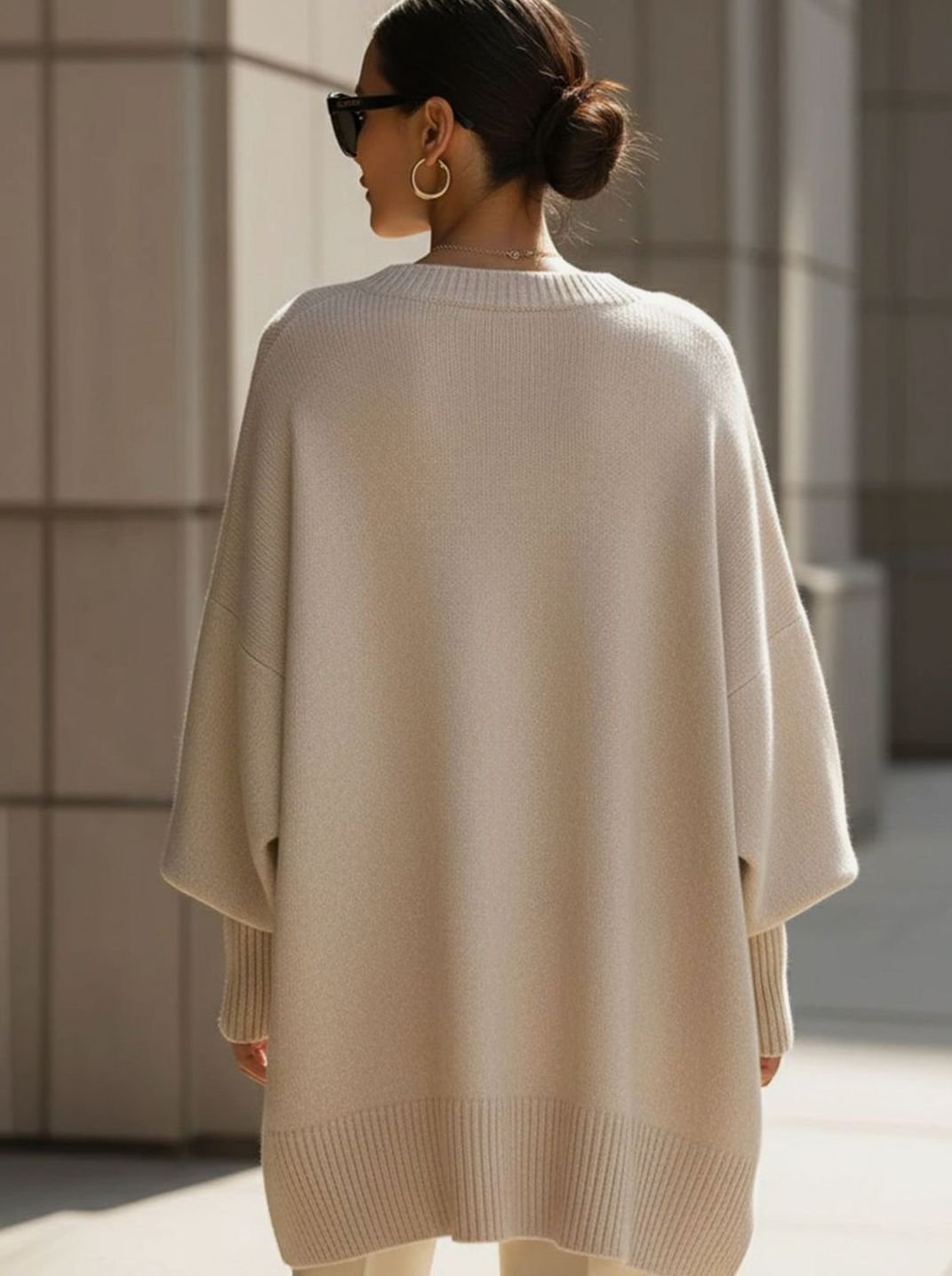 Women's Oversized Wool Blend Asymmetric Hem Knit Jumper