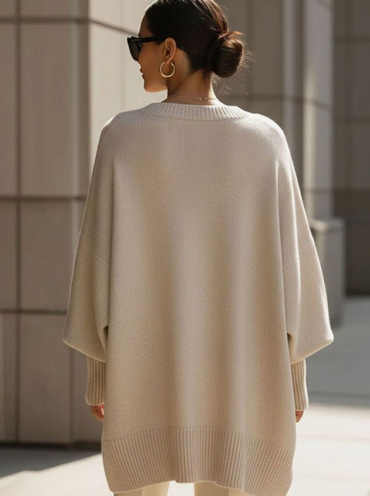 Women's Oversized Wool Blend Asymmetric Hem Knit Jumper