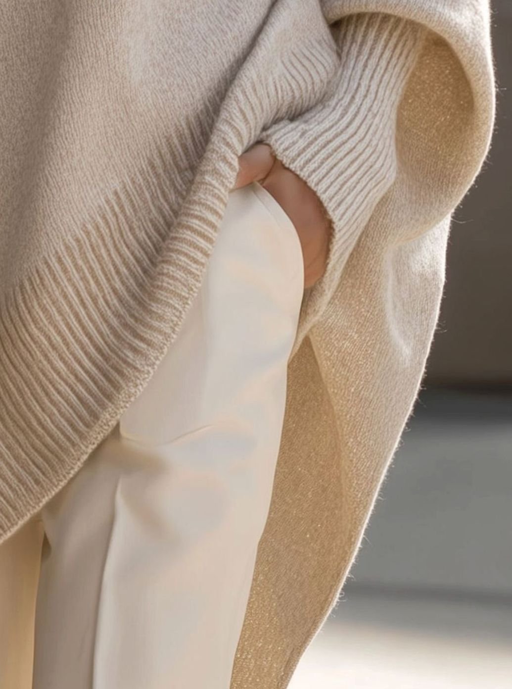 Women's Oversized Wool Blend Asymmetric Hem Knit Jumper