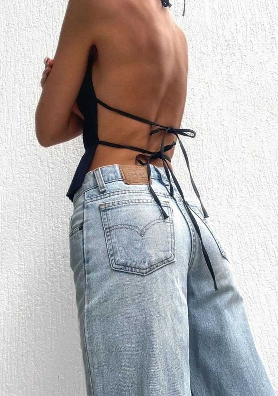 Women's Pleated Roll-Neck Backless Halter Neck Top