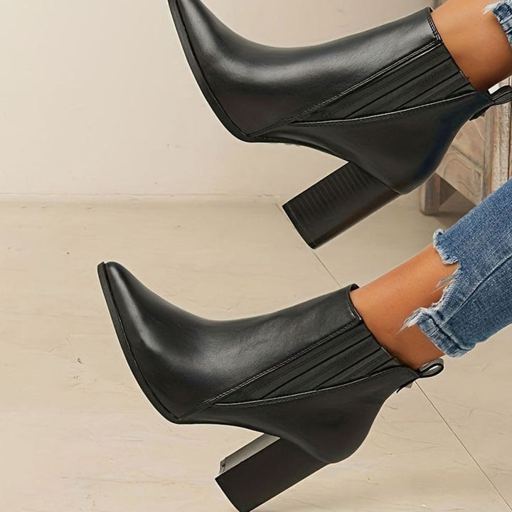 Women's Pointed-Toe Block-Heel Chelsea Ankle Boots - Black
