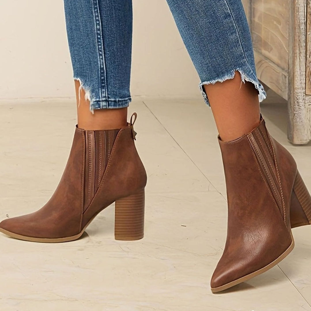 Women's Pointed-Toe Block-Heel Chelsea Ankle Boots
