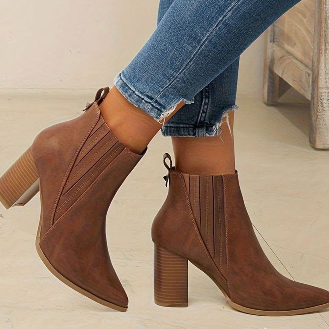 Women's Pointed-Toe Block-Heel Chelsea Ankle Boots