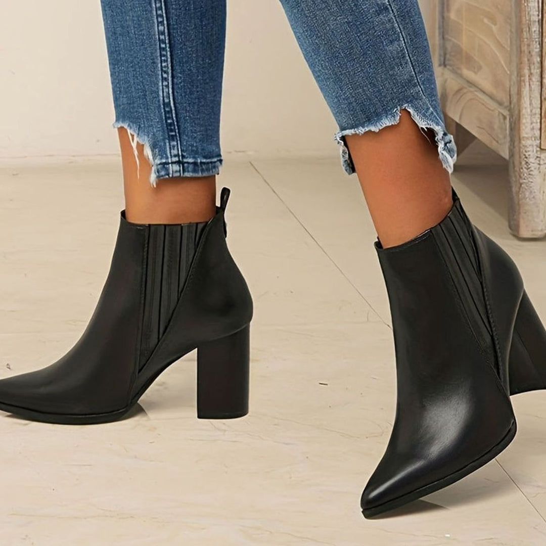 Women's Pointed-Toe Block-Heel Chelsea Ankle Boots