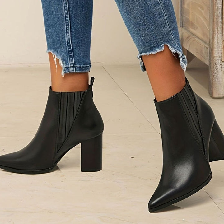 Women's Pointed-Toe Block-Heel Chelsea Ankle Boots