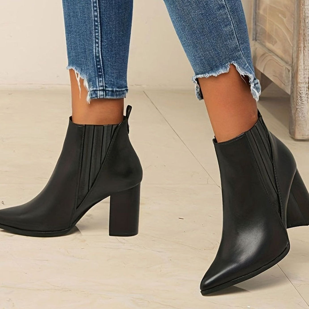 Women's Pointed-Toe Block-Heel Chelsea Ankle Boots