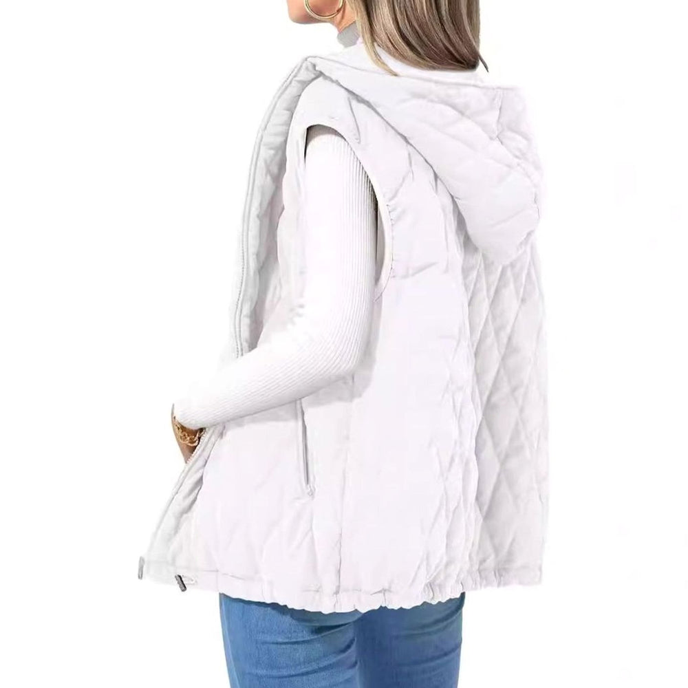 Women's Quilted Hooded Gilet Zip-Up Sleeveless Puffer Vest