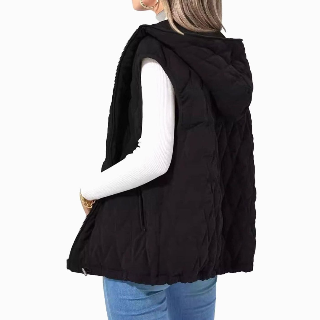 Women's Quilted Hooded Gilet Zip-Up Sleeveless Puffer Vest