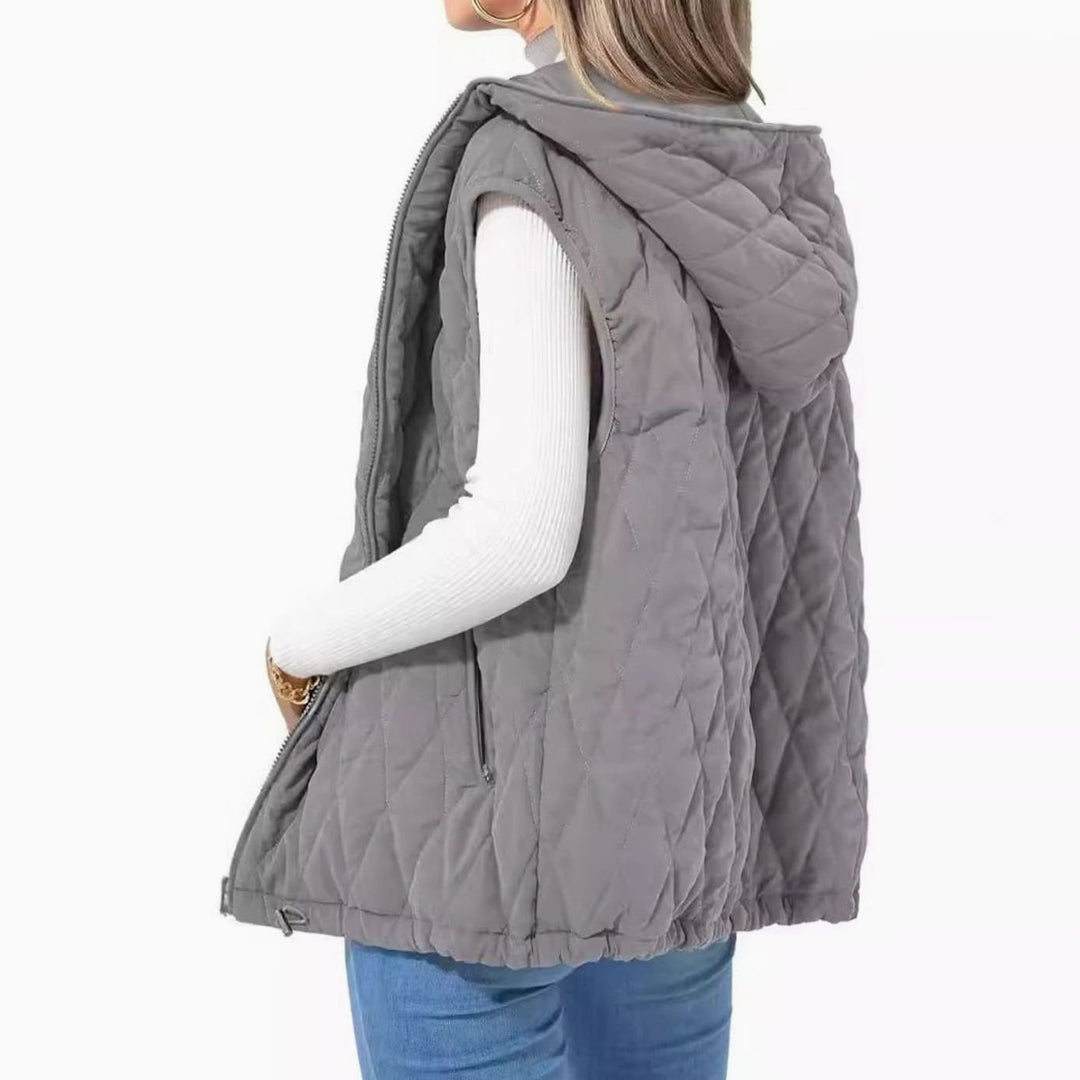 Women's Quilted Hooded Gilet Zip-Up Sleeveless Puffer Vest