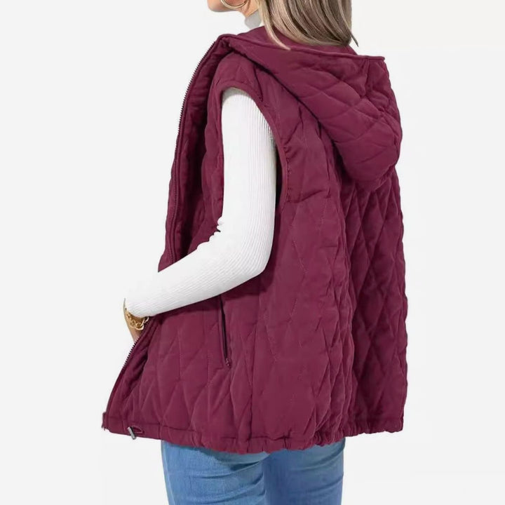 Women's Quilted Hooded Gilet Zip-Up Sleeveless Puffer Vest