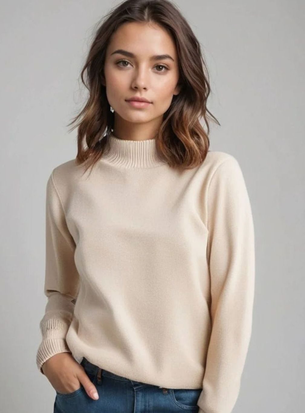 Women's Relaxed-Fit Roll Neck Knitted Jumper