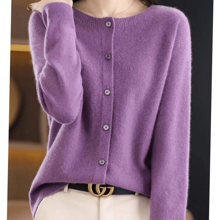 Women's Relaxed-Fit Round-Neck Button-Down Knit Cardigan