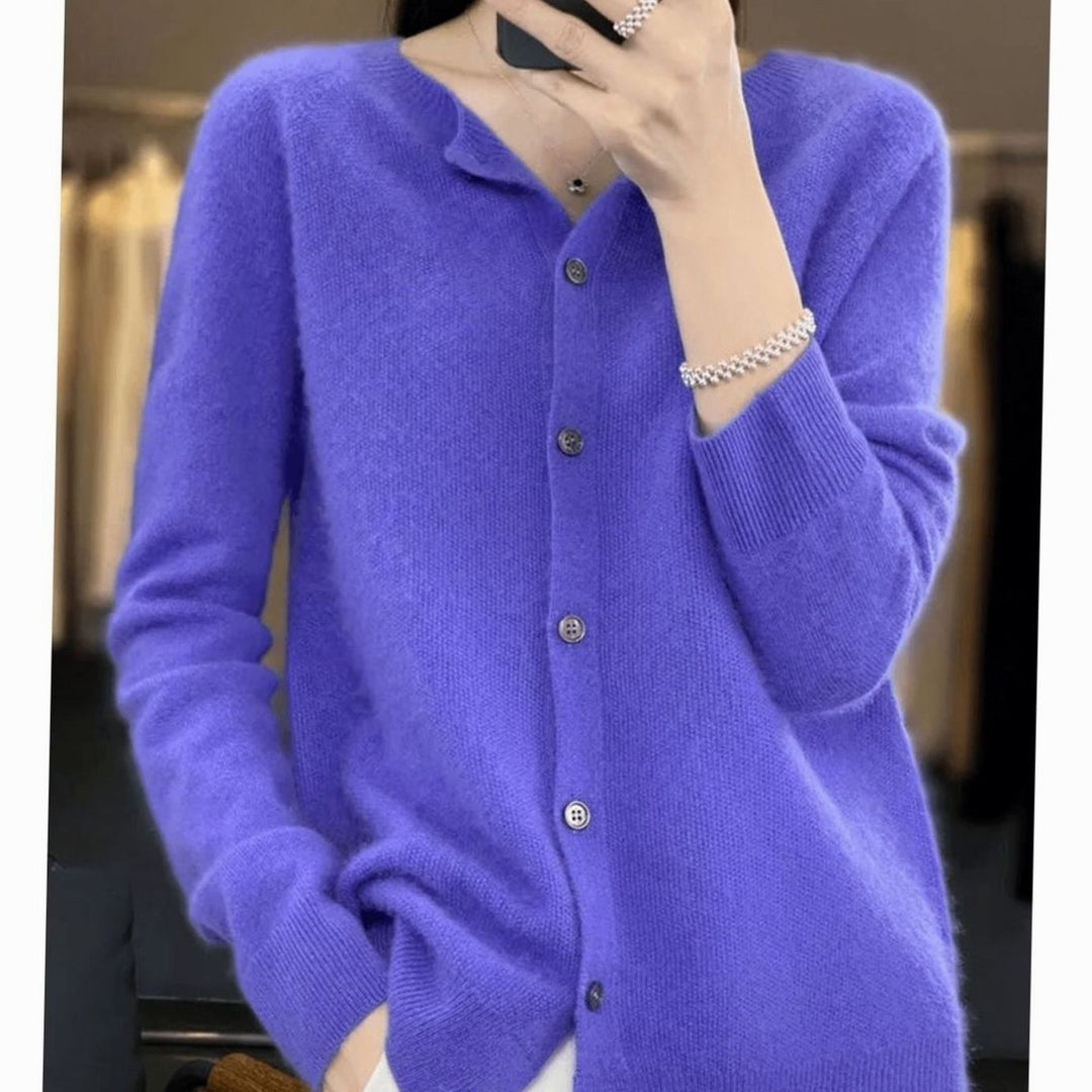 Women's Relaxed-Fit Round-Neck Button-Down Knit Cardigan