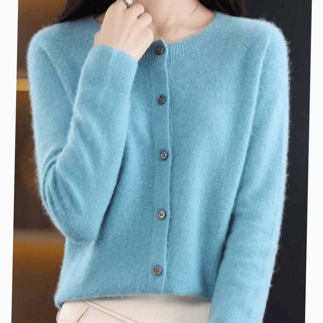 Women's Relaxed-Fit Round-Neck Button-Down Knit Cardigan
