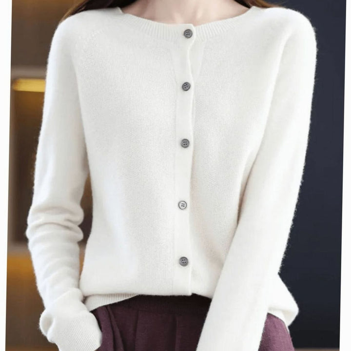 Women's Relaxed-Fit Round-Neck Button-Down Knit Cardigan