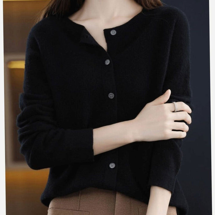 Women's Relaxed-Fit Round-Neck Button-Down Knit Cardigan