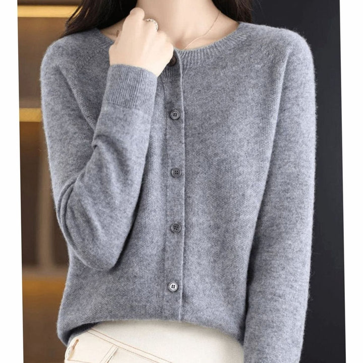 Women's Relaxed-Fit Round-Neck Button-Down Knit Cardigan