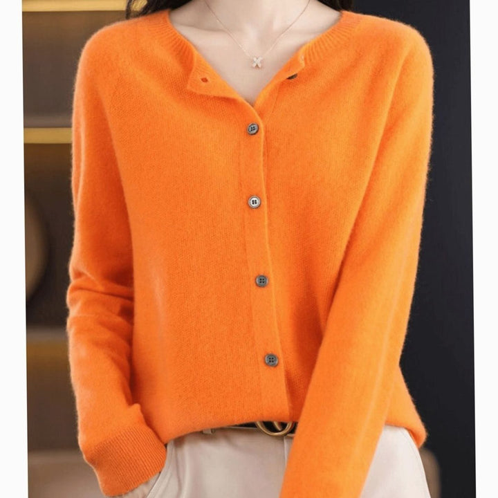 Women's Relaxed-Fit Round-Neck Button-Down Knit Cardigan