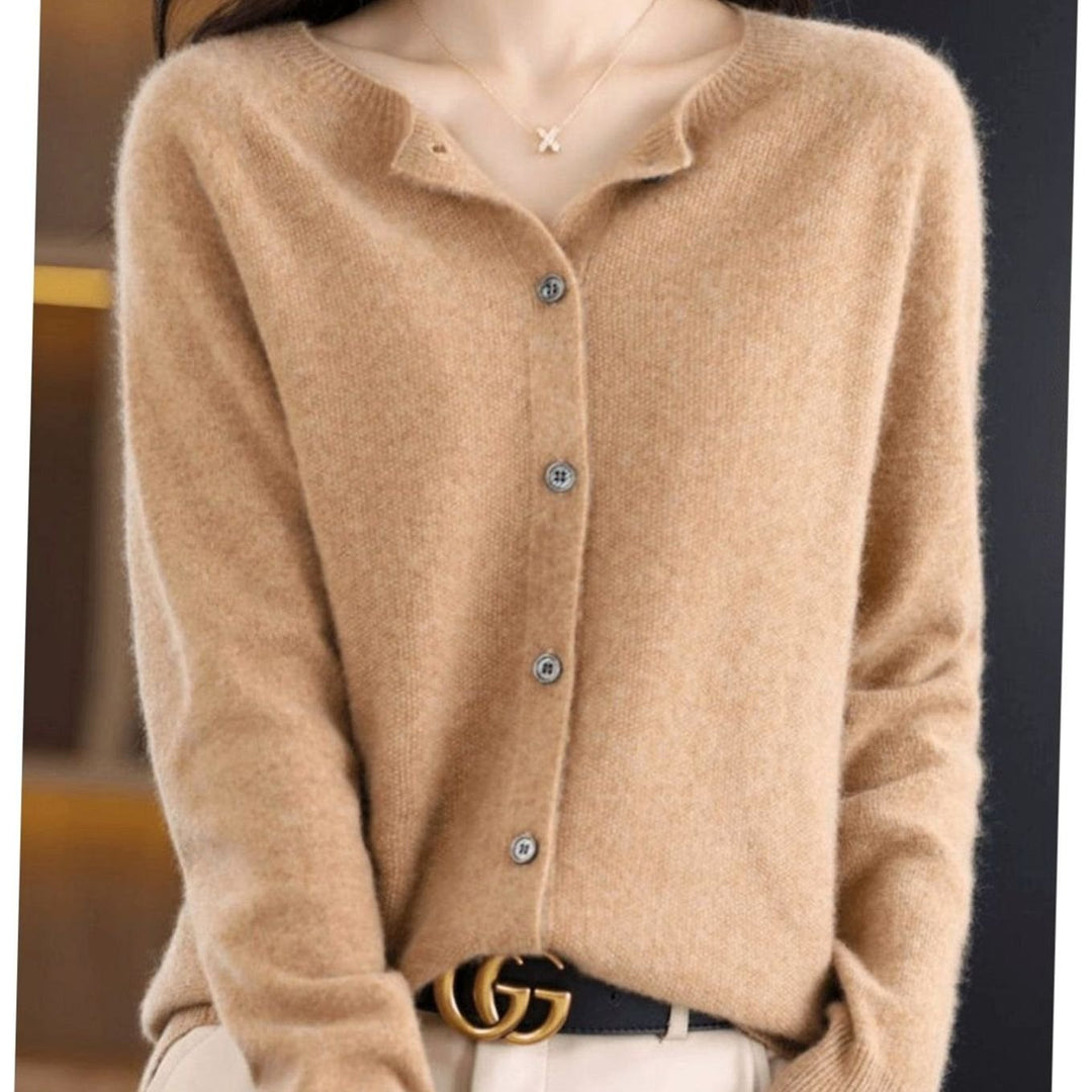 Women's Relaxed-Fit Round-Neck Button-Down Knit Cardigan
