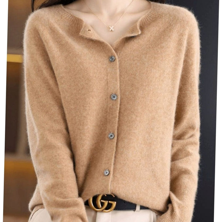 Women's Relaxed-Fit Round-Neck Button-Down Knit Cardigan
