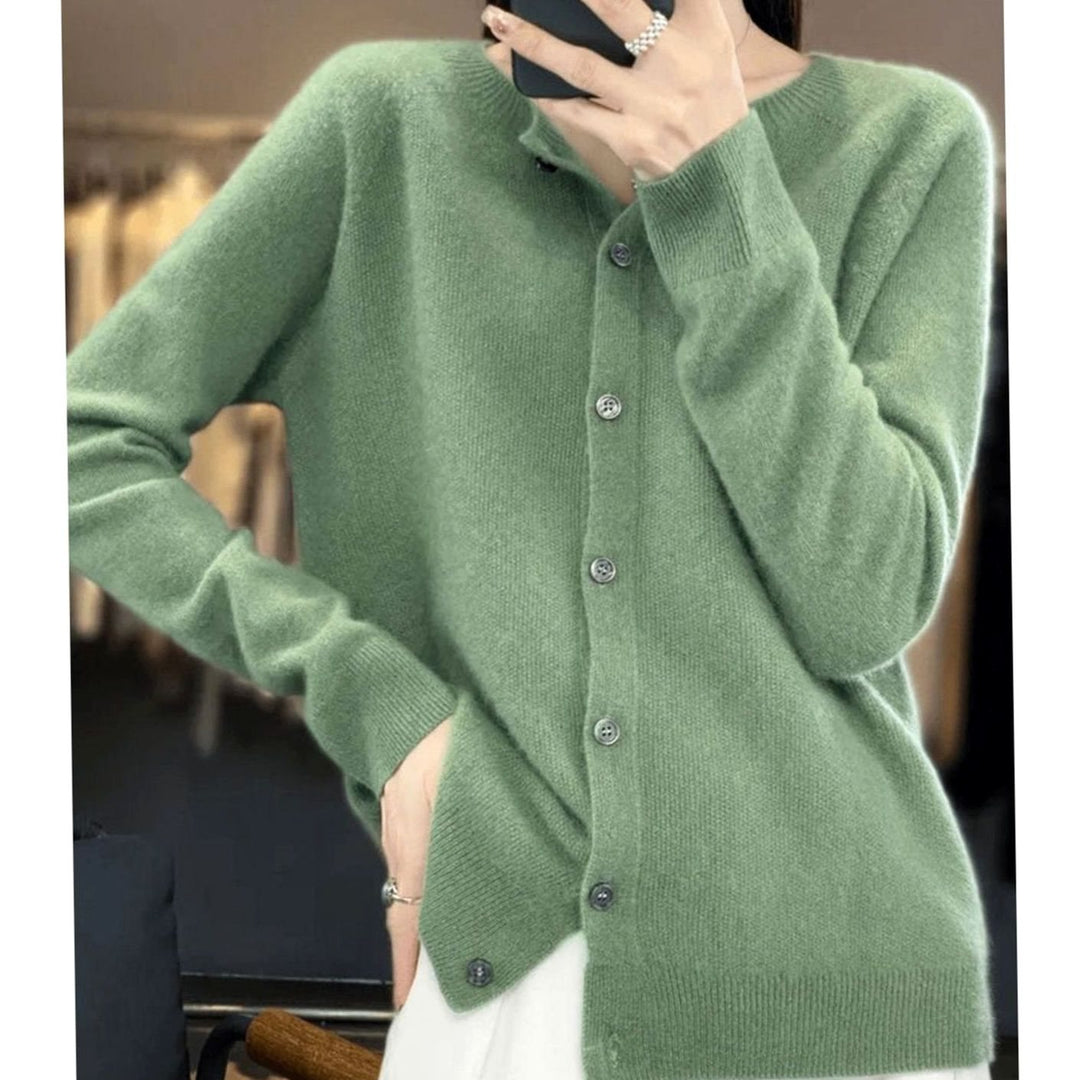 Women's Relaxed-Fit Round-Neck Button-Down Knit Cardigan
