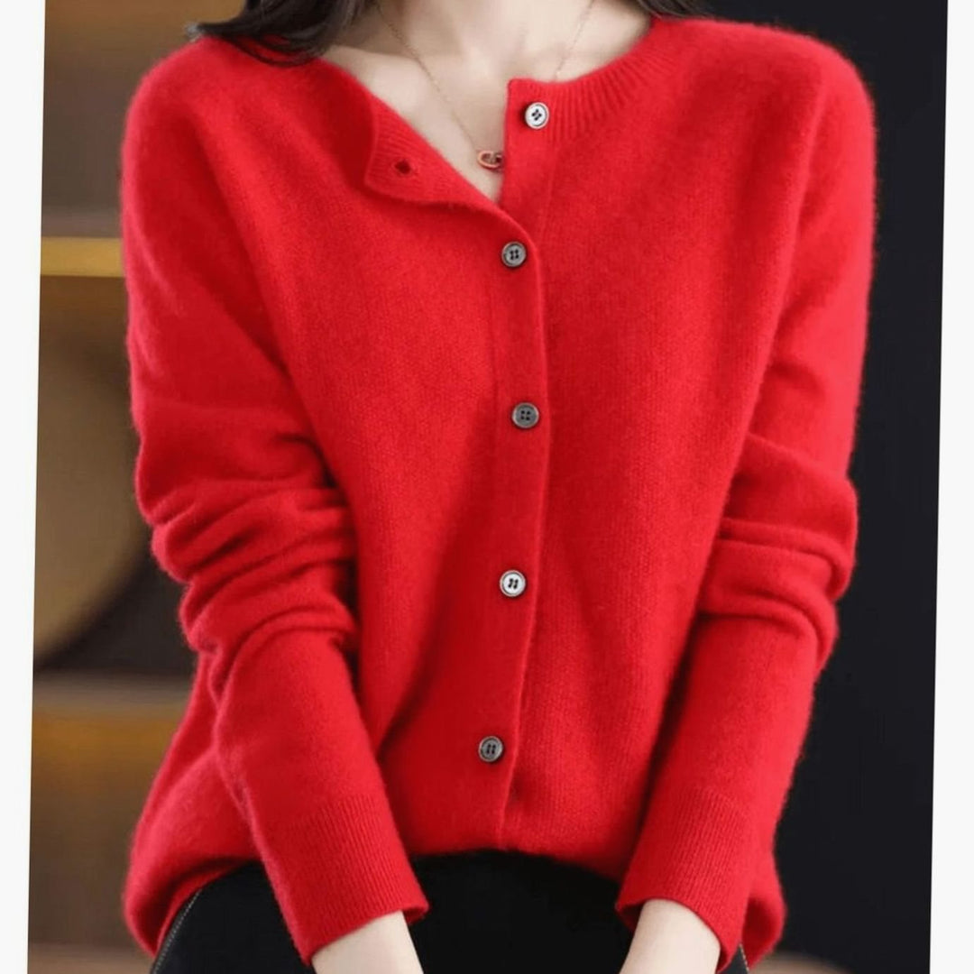 Women's Relaxed-Fit Round-Neck Button-Down Knit Cardigan