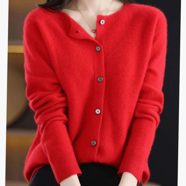 Women's Relaxed-Fit Round-Neck Button-Down Knit Cardigan