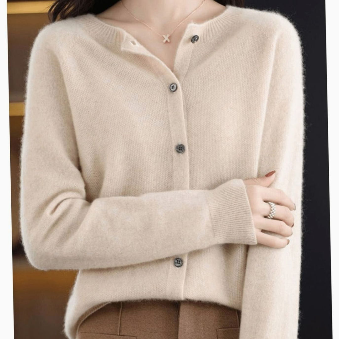 Women's Relaxed-Fit Round-Neck Button-Down Knit Cardigan