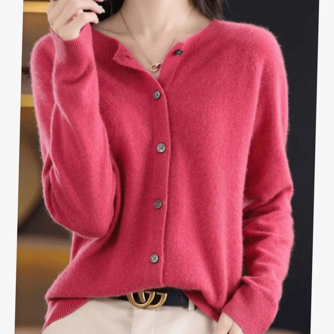 Women's Relaxed-Fit Round-Neck Button-Down Knit Cardigan