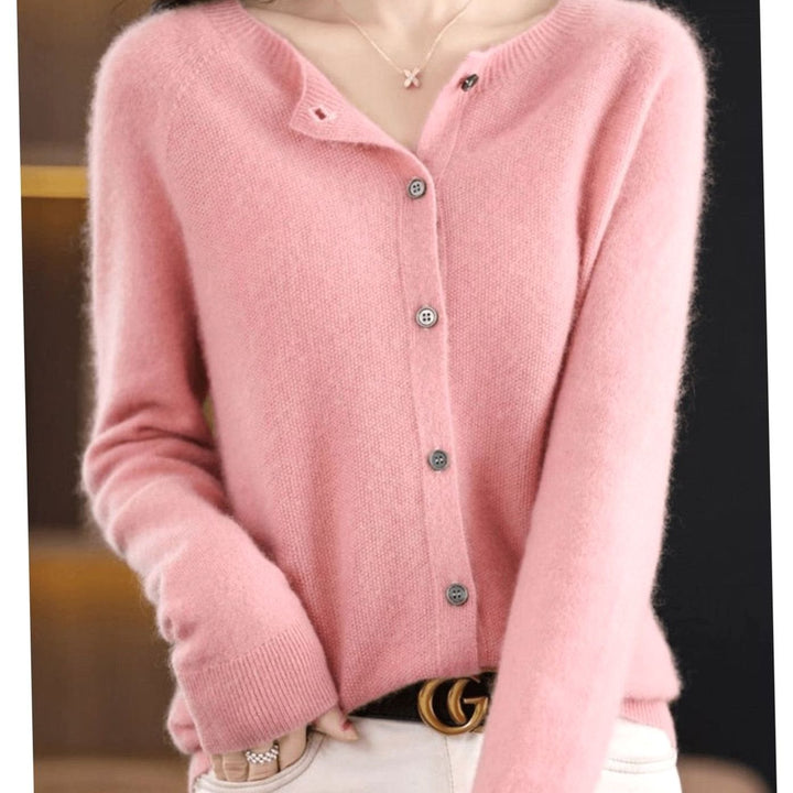 Women's Relaxed-Fit Round-Neck Button-Down Knit Cardigan