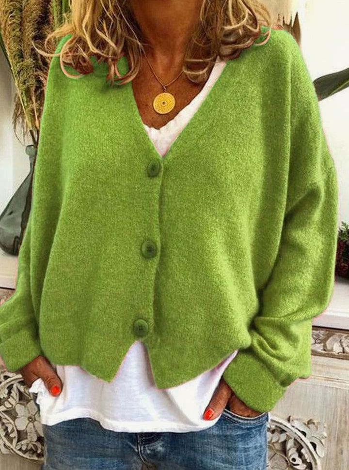 Women's Relaxed-Fit V-Neck Button-Front Soft Knit Cardigan