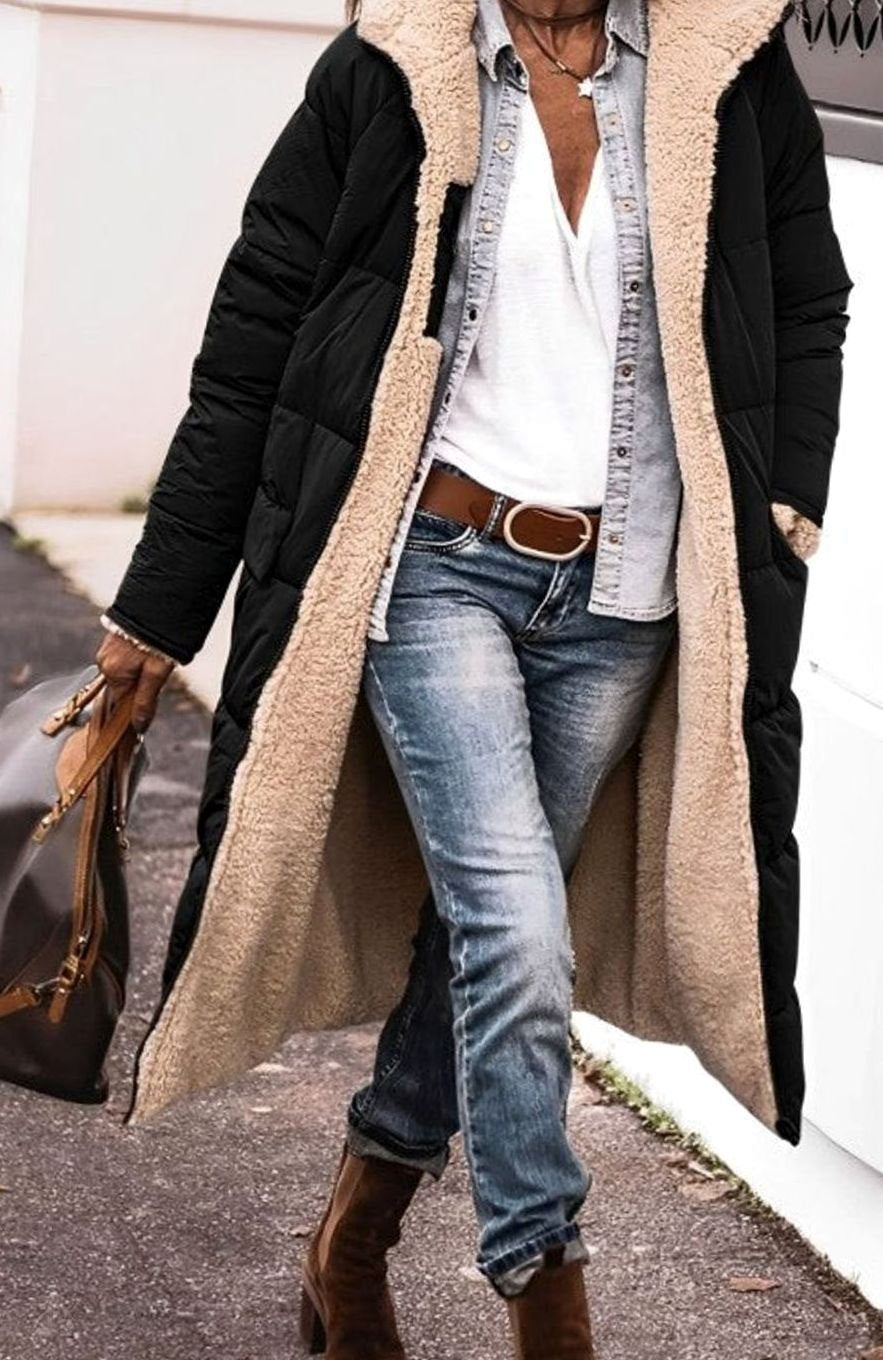 Women's Reversible Teddy-Lined Long Padded Winter Coat