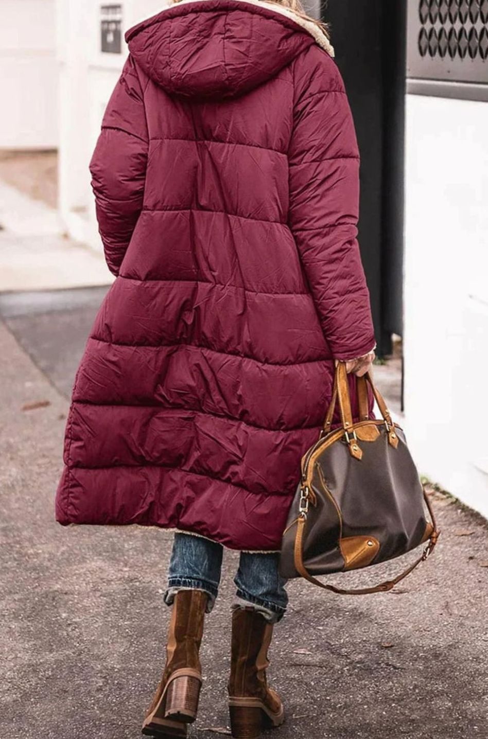 Women's Reversible Teddy-Lined Long Padded Winter Coat