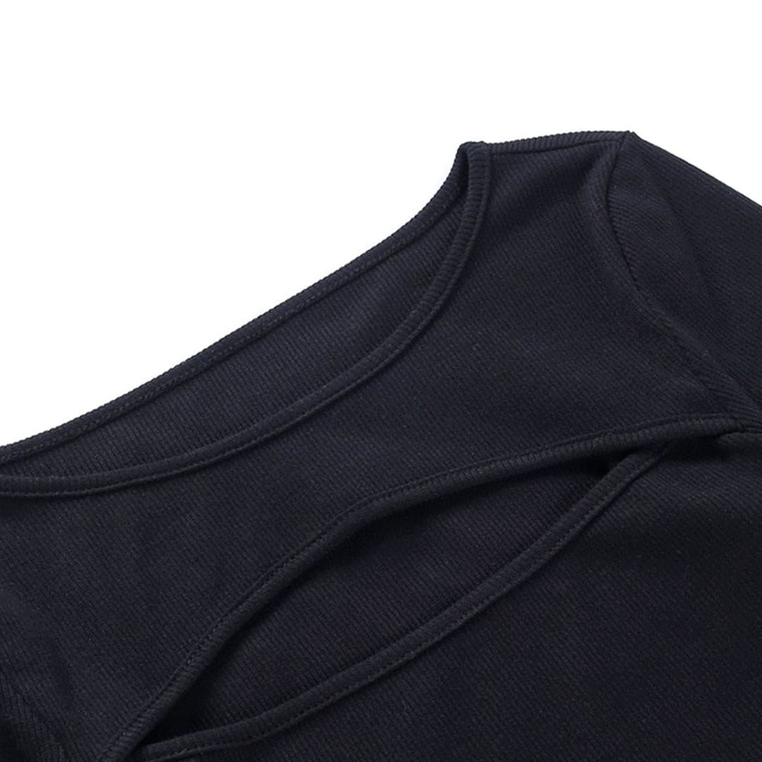 Women's Ribbed Cut-Out Long Sleeve Fitted Top