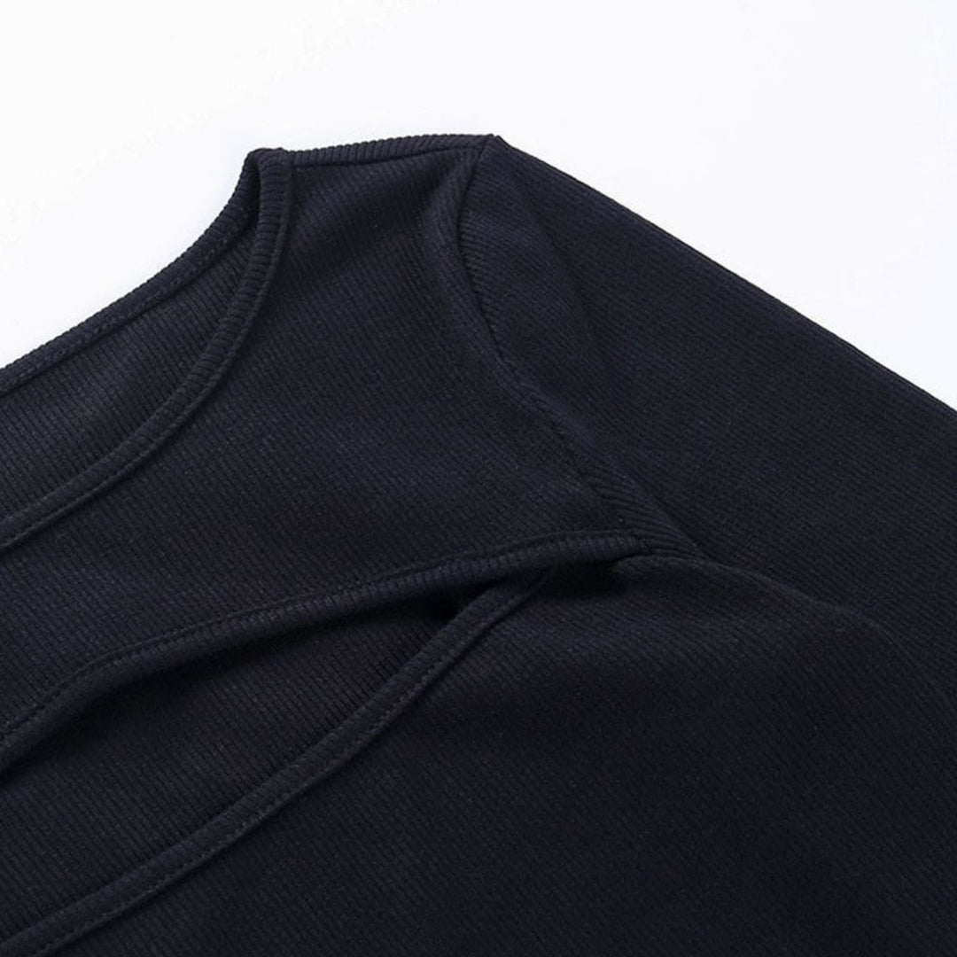 Women's Ribbed Cut-Out Long Sleeve Fitted Top