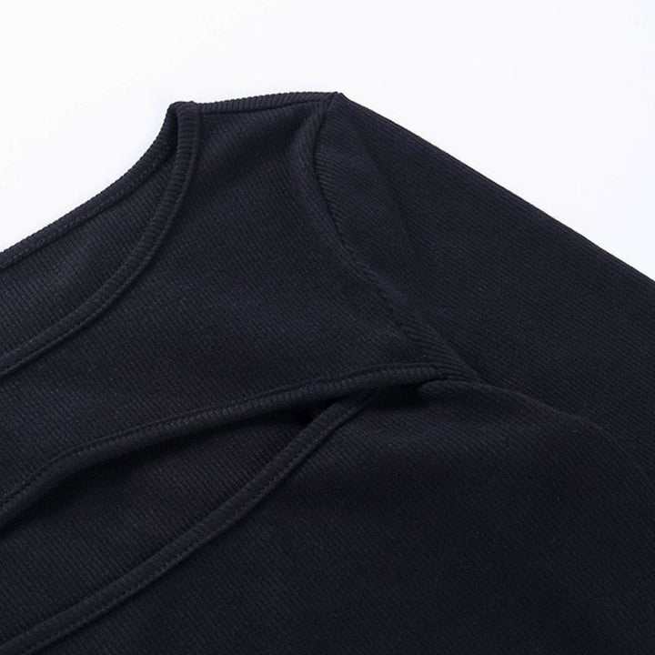 Women's Ribbed Cut-Out Long Sleeve Fitted Top
