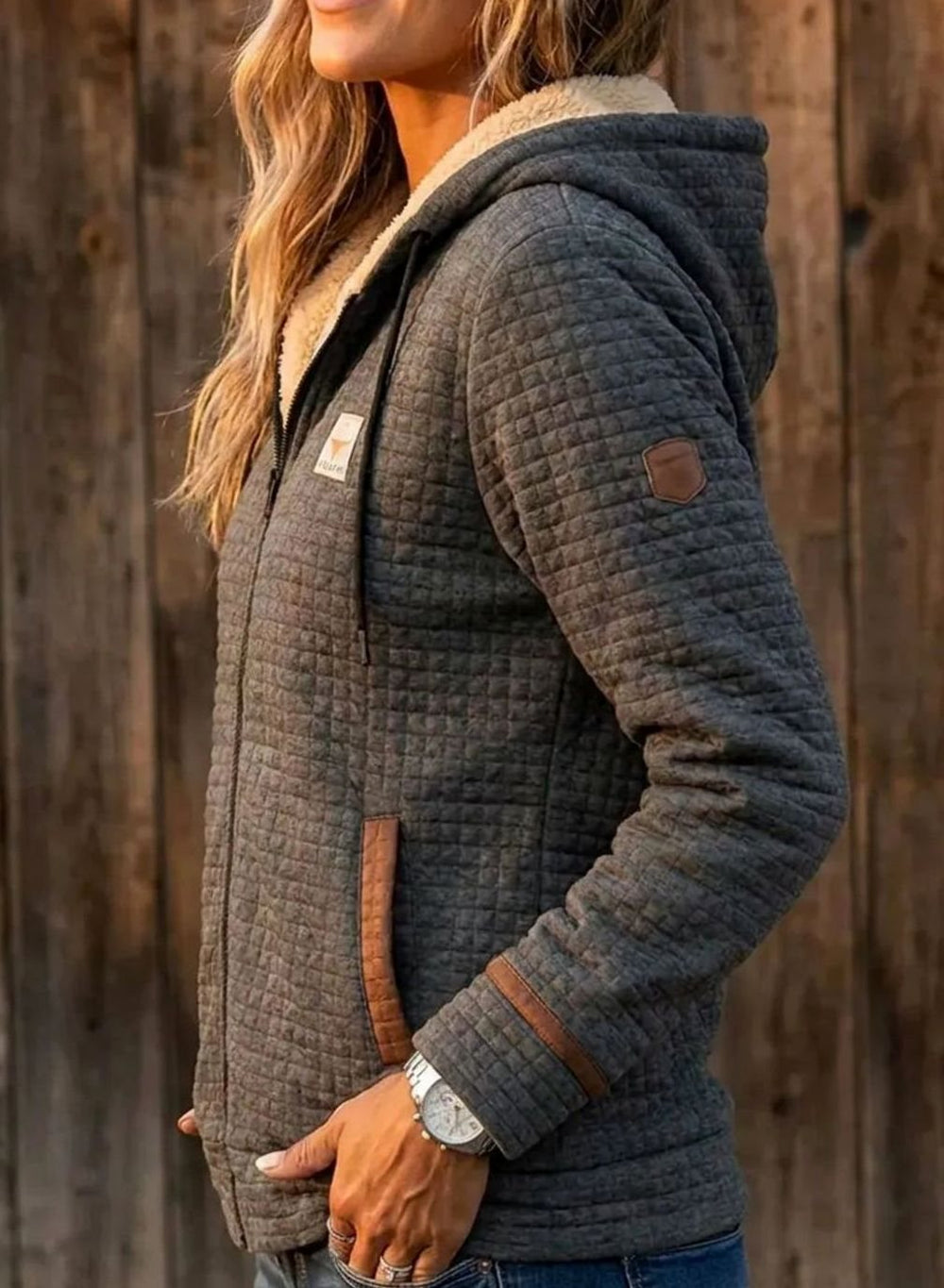 Women's Sherpa-Lined Quilted Full-Zip Hooded Winter Jacket