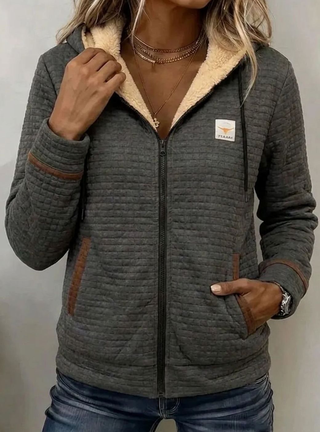 Women's Sherpa-Lined Quilted Full-Zip Hooded Winter Jacket