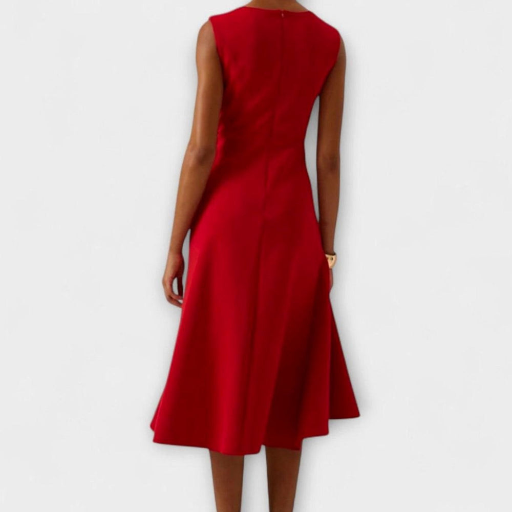 Women's Sleeveless Asymmetric Draped Flared Midi Party Dress Christmas
