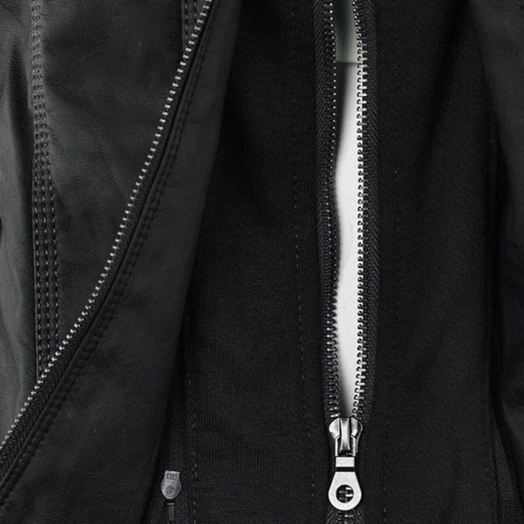 Women's Slim-Fit Hooded Faux Leather Biker Jacket