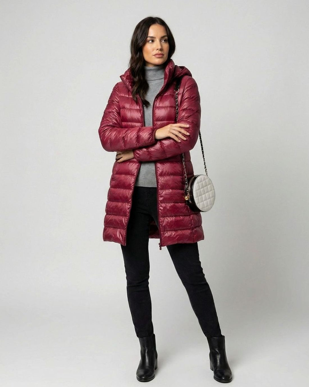 Women's Slim-Fit Hooded Lightweight Down Puffer Coat