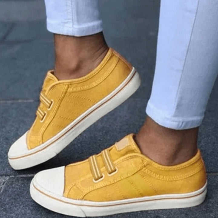 Women's Slip-On Canvas Elastic-Strap Flat Plimsolls