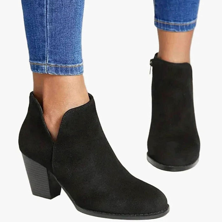 Women's Suede Block-Heel Side-Zip Ankle Boots, Taupe
