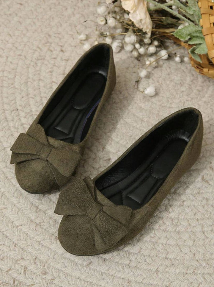 Women's Suede Bow-Detail Slip-On Ballet Flats