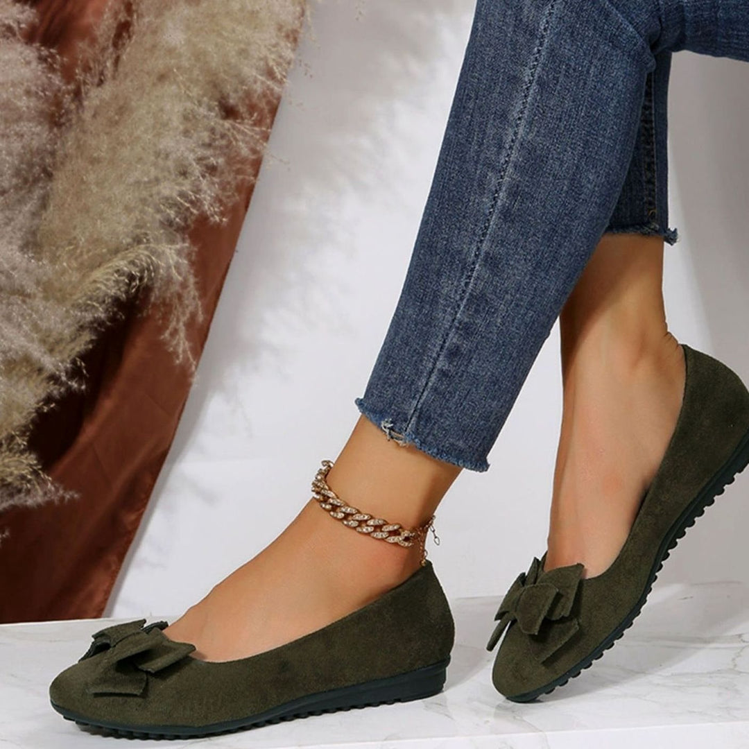 Women's Suede Bow-Detail Slip-On Ballet Flats